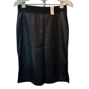GAP Black Faux Leather Pencil Skirt Knee-Length Workwear Sz S